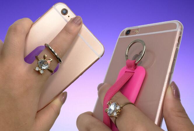 Promotional metal circle sticky silicone grip mobile phone holder