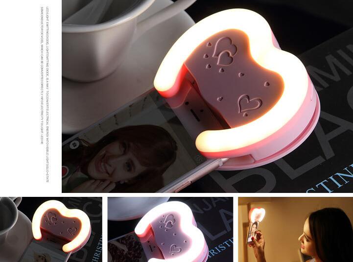 Promotional heart shape led light fill in light for mobile cell phone or camera
