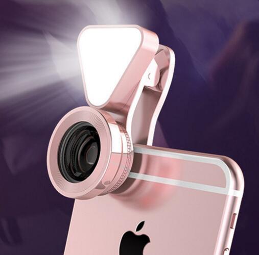 Promotional multifunction  0.4 X to 0.6 X wide-angle as the fill light  and10 X macro led flashlight cell phone