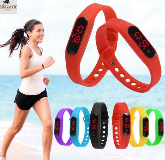 Promotional silicone wristband led smart watch for adult or children