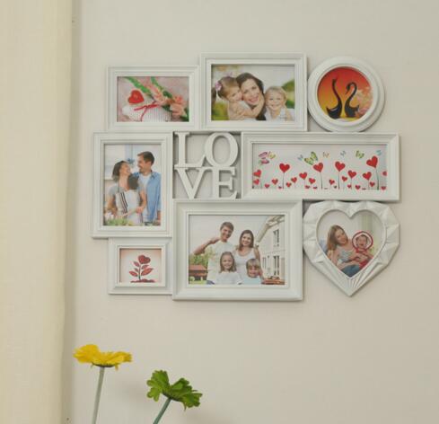 Promotional love shape 8pcs family and friend photo frame