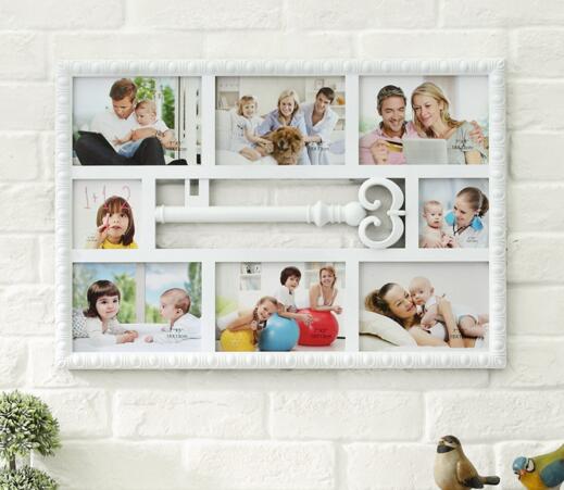 Promotional key shape 8pcs 7inch and 4inch family photo frame