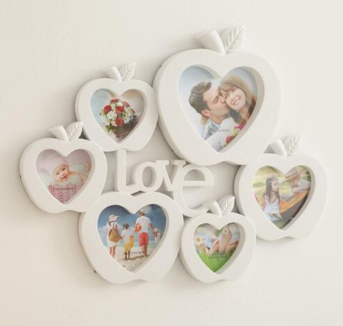 Promotional apple and love shape 5inch 6inch 7inch family photo frame