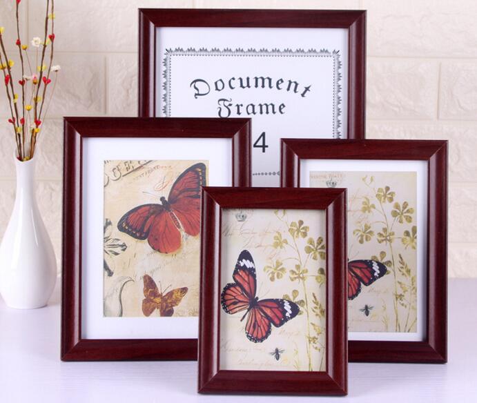 Promotional a4,a3, 6/7/8inch beige color or red color mdf wood certificate frame