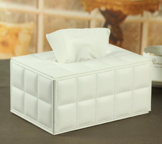 High quality white color pu leather tissue box cover