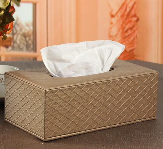 High quallity coffe color pu leather car tissue box cover