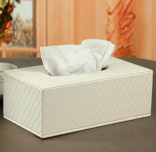 High quality white color pu leather car kleenex box cover