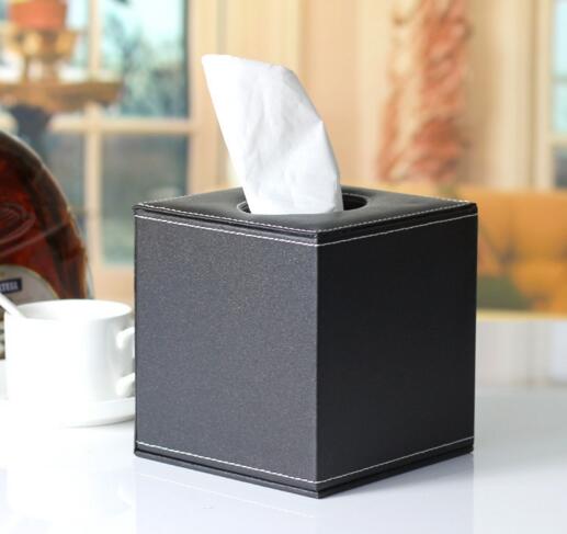 High quality square shape pu leather tissue cover box