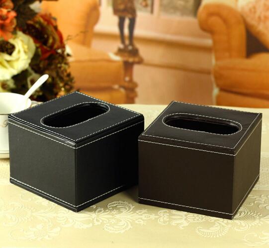 High quality square shape pu leather car tissue box cover