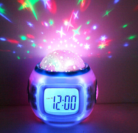 Colorful light music and starry calendar and projection clock