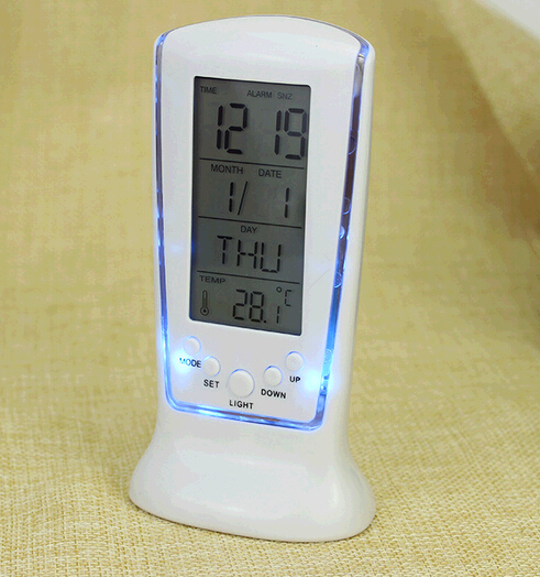 Multi-function led light and calendar and thermometer desk clock/