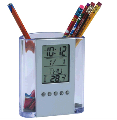 Promotional lcd and thermometer and calendar digital clock for office