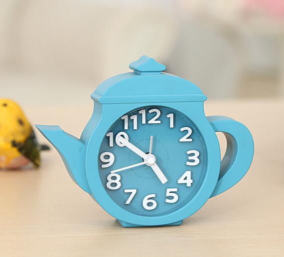 Fashional teapot shape plastic desk clock for student