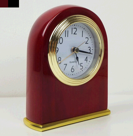 High quality red wood hotel quartz alarm clock