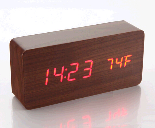 High quality wtih thermometer and timer brown wood clock for hotel