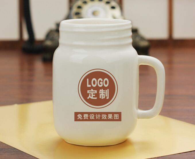 Promotional custom logo milk ceramic mug