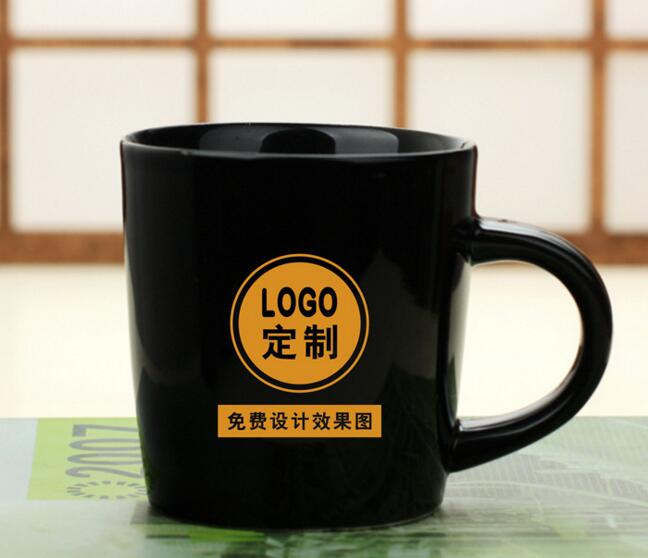 High quality custom logo black color ceramic coffee mug
