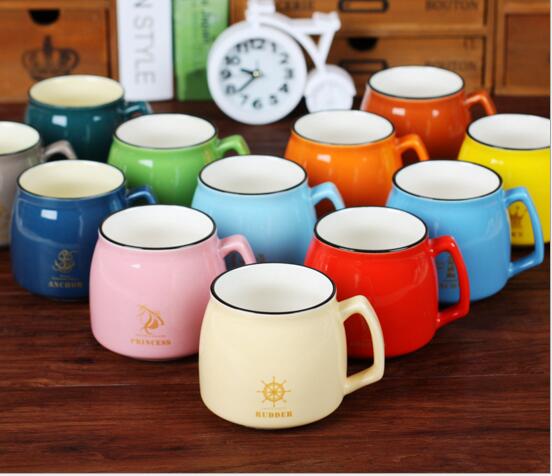 High quality brown color and red color and yellow color ceramic milk mug
