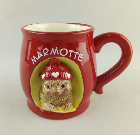Promotional red color ceramic mug for coffee