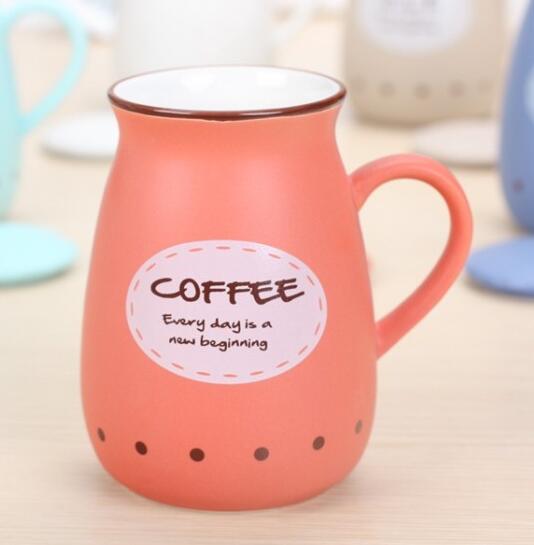Promotional custom logo milk ceramic mug with spoon