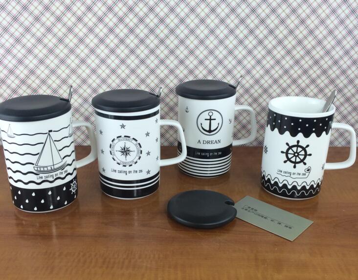 Promotional custom printing black color logo ceramic mug