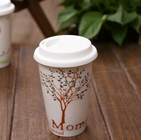 Promotional with tree design white color ceramic mug