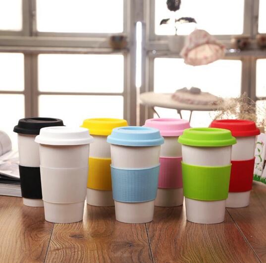 Promotional with silicone lid white color ceramic mug