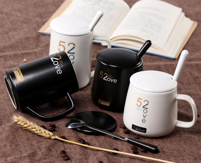 Promotional white color and black color custom logo coffee mug