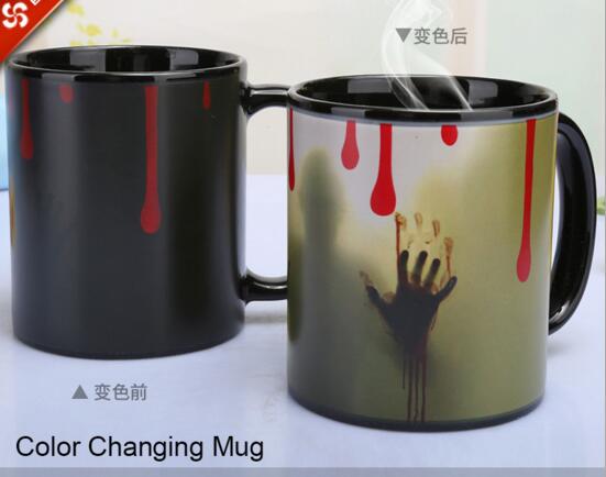 Promotional high quality custom logo change color ceramic mug