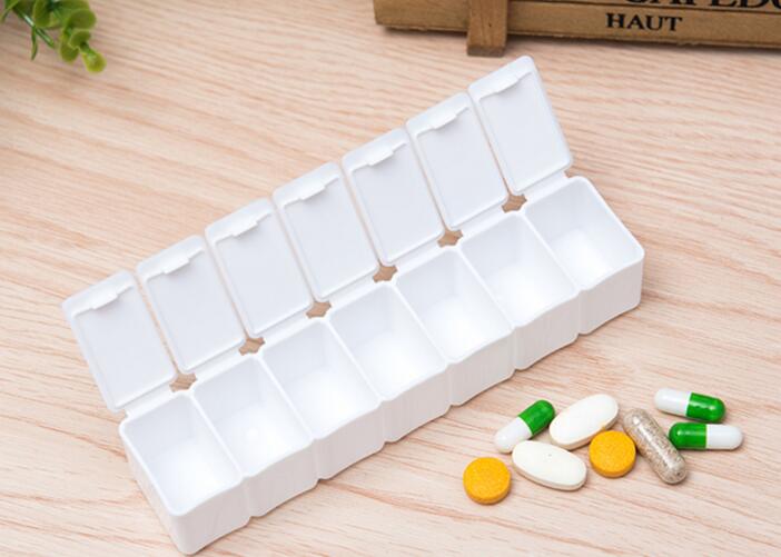Promotional white color weekly 7 days pill box or pill organizer
