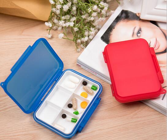 Promotional plastic 6 compartment pill box or pill organizer
