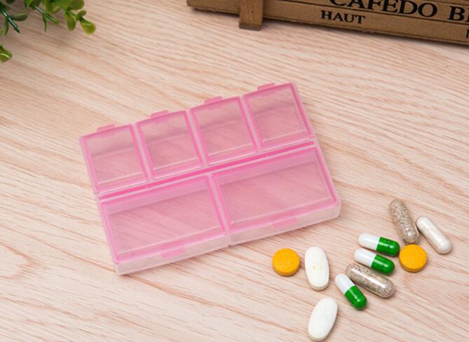 Promotional pink color transparent weekly pill box