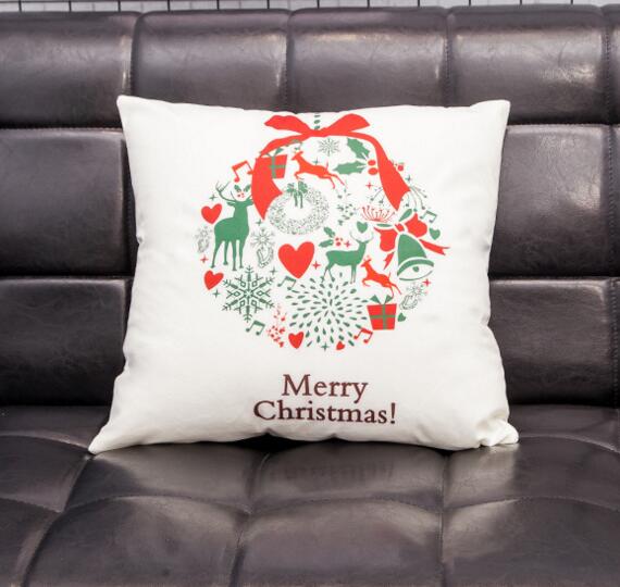 Custom logo digital printing christmas gifts square shape flax cushion pillow cover