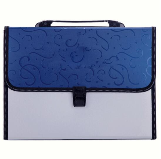 Wholesale blue color 13 pocket expanding file folder or accordion folder with elastic