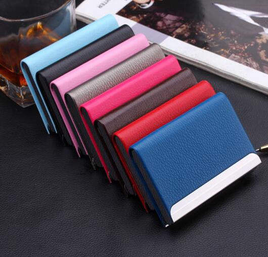 Fashion style colorful pu color business name card holder