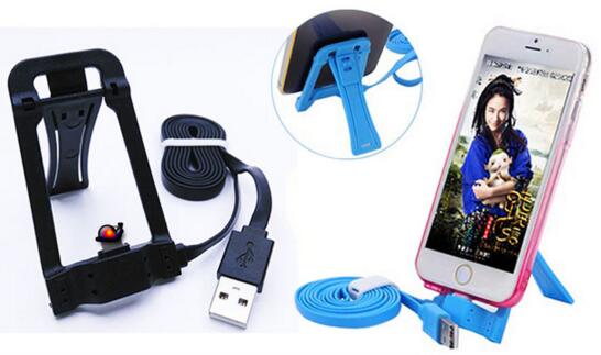 Promotional with mobile phone holder function 3 in 1 usb cable