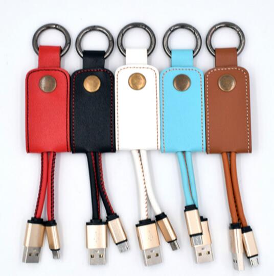 Promotional custom emboss logo with usb cable pu keychain