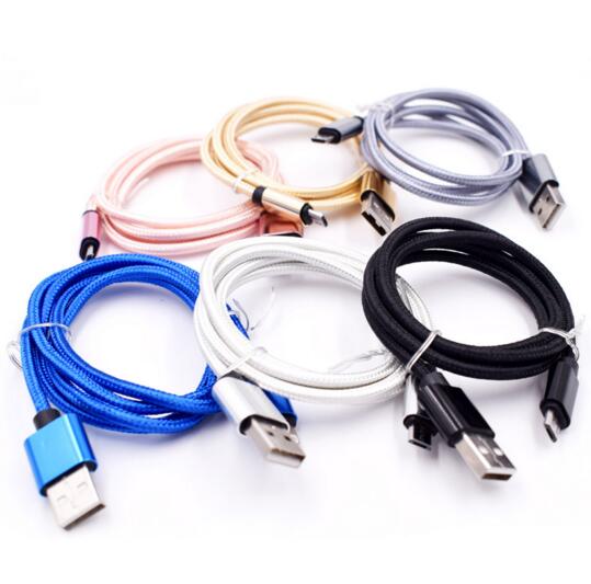 Promotional blue color and gold color 2 in 1 micro usb cable