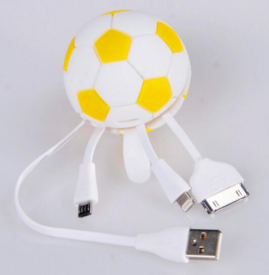 Promotional football shape 4 in 1 usb charger cable for mobile phone