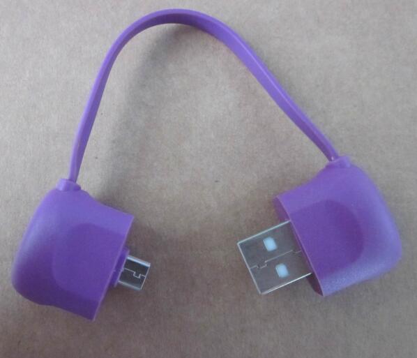 Promotional bag shape purple color usb charger cable for mobile phone