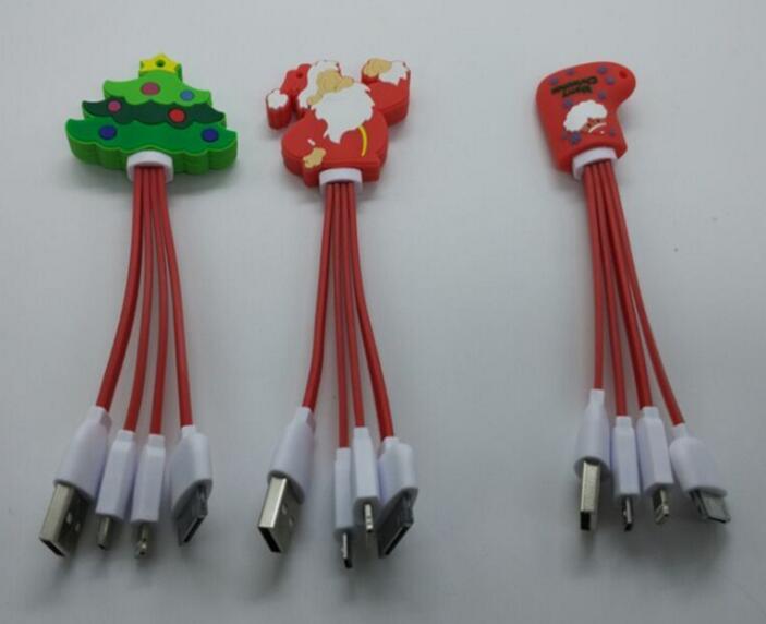 Chirtsmas tree and sock shape 3 in1 usb charger cable