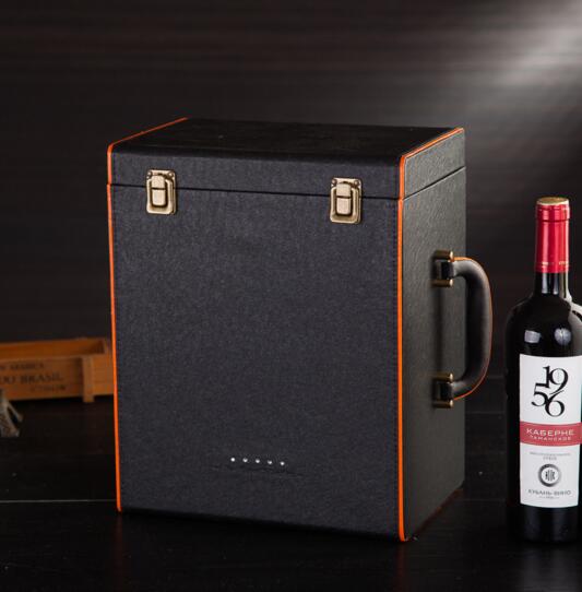 Promotional good quality pu wine box for 2 wine bottle for business gift