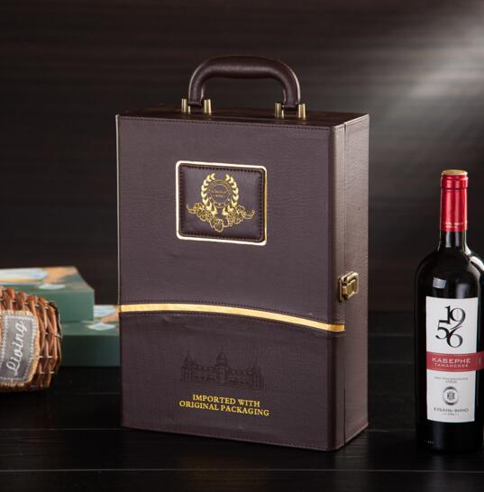Promotional brown color luxury style business wine box