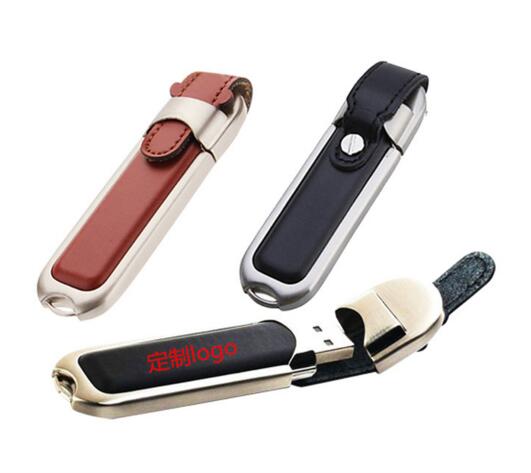 Promotional pu material and metal usb flash drive