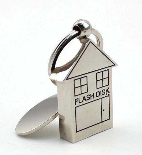 Promotional house shape zinc alloy metal usb flash drive
