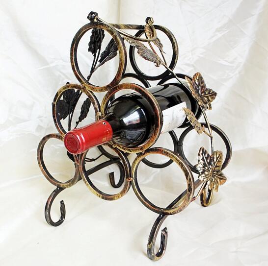 Promotional tin wire art wine rack holder, wine bottle holder for 6 bottle