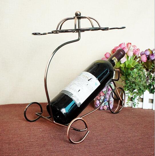 Novelty style bronze color red wine bottle rack or wine stand