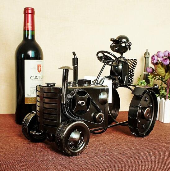 Promotional farm tracktor shape red wine bottle rack or wine bottle holder