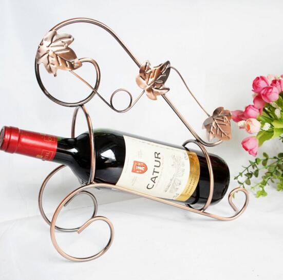 Novetly wire art with flower decoration red wine bottle rack or wine stand