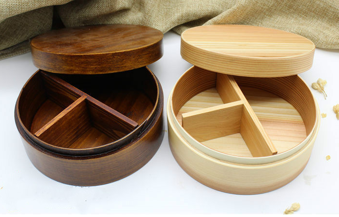 Good quality round sh ape lunch box, wooden bento box, wooden food container, tiffin lunch box
